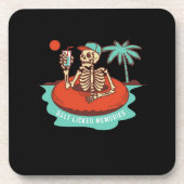 Genieten van een koude met zwevend skelet bier onderzetter (Voorkant)