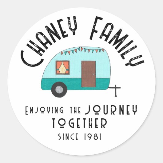 Genieten van het Journey Cousins Camp Ronde Sticker (Voorkant)