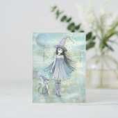 Genieten van het Night Witch Cat Briefkaart (Staand voorkant)