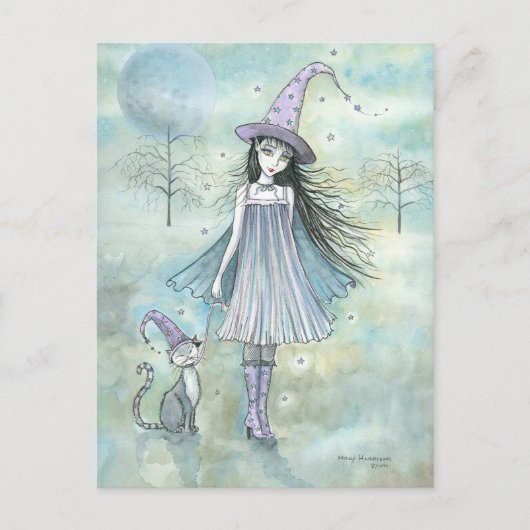 Genieten van het Night Witch Cat Briefkaart (Voorkant)