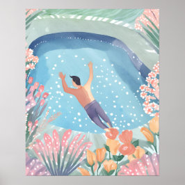 Genieten van het zwembad poster