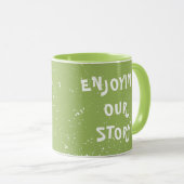 Genieten van ons verhaal Witte stip Schattigee wit Mok (Voorkant rechts)