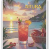 Genietend van de zonsondergang in aruba sticker (Voorkant)
