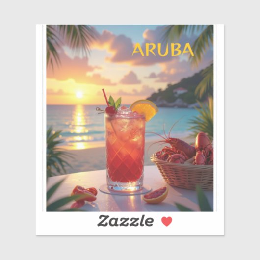Genietend van de zonsondergang in aruba sticker (Vel)