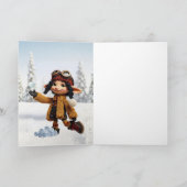 Genietend van een sneeuwdag kaart (Binnen)