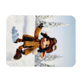 Genietend van een sneeuwdag magneet (Horizontaal)