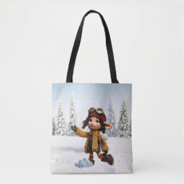Genietend van een sneeuwdagen tote bag