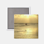 Genietend van het strand bij zonsondergang magneet (Voorkant / Achterkant)