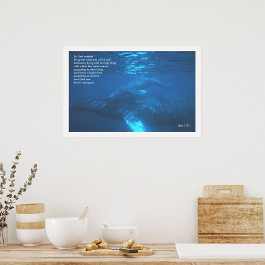 Genisis 1:21 AFDRUKKEN VAN HET POSTER VAN DE WALE (Keuken)