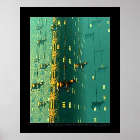 Génisses dans la brume - Heifers in de mist Poster (Voorkant)