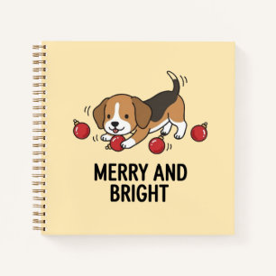 Genius Beagle Kerstlichten Festieve Schetsboek Notitieboek