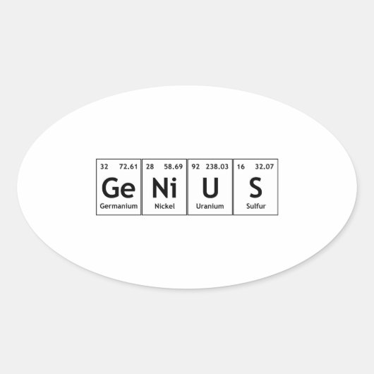 GeNiUS Chemistry Periodic Table WordElements Ovale Sticker (Voorkant)