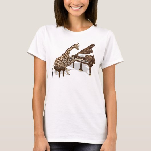 Genius Giraffe die Piano speelt T-shirt (Voorkant)