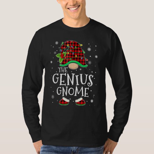 Genius Gnome Red Plaid Matching Family Christmas P T-shirt (Voorkant)