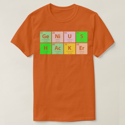 Genius Hacker Periodic Table T-shirt (Design voorkant)