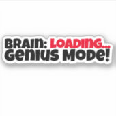 Genius Mode motivatie witte zwarte rode sticker (Voorkant)