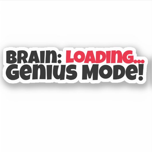 Genius Mode motivatie witte zwarte rode sticker (Voorkant)