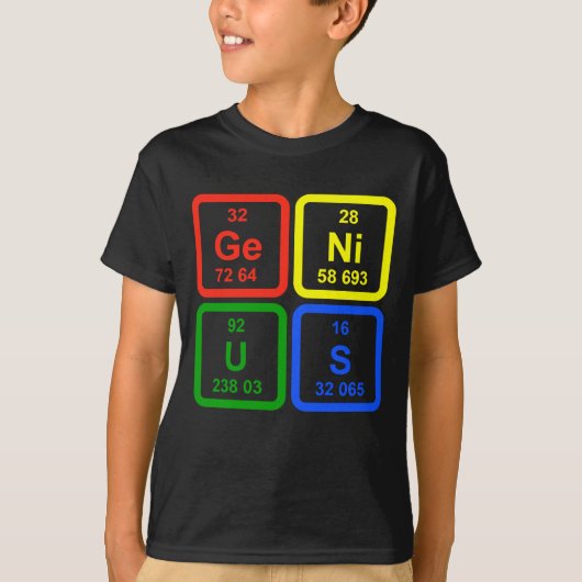 Genius Periodic Table of Elements Science T-shirt (Voorkant)
