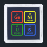 Genius Periodic Table of Elements Science Verzilverde Reverspeld<br><div class="desc">Genius Periodic Table of Elements Science Silver Finish Lapel Pin. De primaire kleur wetenschappelijke lijst van elementen ontwerp. Ideaal voor elke geek,  nerd of wetenschapsmacht.</div>