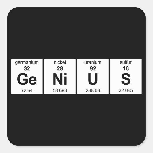 GeNiUS Periodieke Tabel Vierkante Sticker (Voorkant)