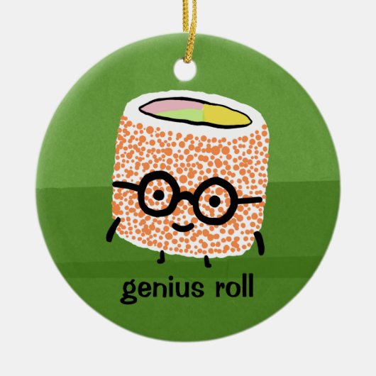 Genius Roll | Sushi Roll met bril Cute Geek Keramisch Ornament (Voorkant)