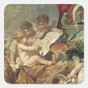 Genius Teaching the Arts, 1761 Vierkante Sticker