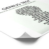 Genius Test poster met tekst om je geest te testen (Hoek)