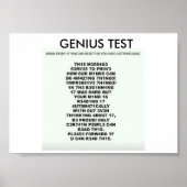 Genius Test poster met tekst om je geest te testen (Voorkant)