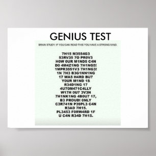 Genius Test poster met tekst om je geest te testen