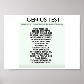 Genius Test poster met tekst om je geest te testen
