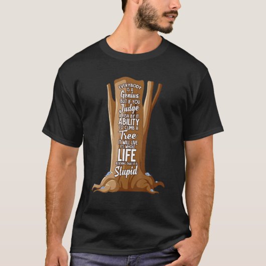 Genius Vis Stomme Vis   Positieve Spreuk T-shirt (Voorkant)