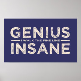 GENIUS VS INSANE poster aangepaste kleur