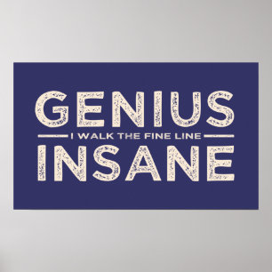 GENIUS VS INSANE poster aangepaste kleur