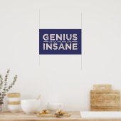 GENIUS VS INSANE poster aangepaste kleur (Keuken)