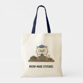 Geniuskat Breiend "Meow-Made" Cadeauontwerp Tote Bag (Achterkant)