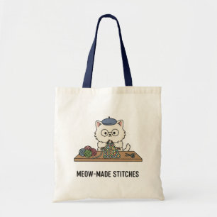Geniuskat Breiend "Meow-Made" Cadeauontwerp Tote Bag