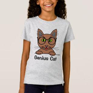 Geniuskat met bril t-shirt