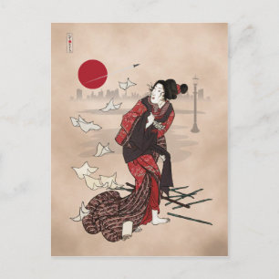 Genji kumo ukiyoye awase briefkaart