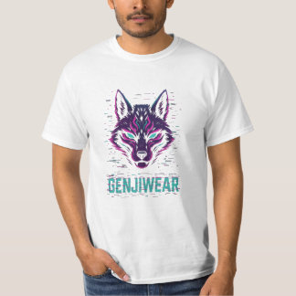 Genjiwear Cyber Kitsune – Neon Vos Geest Glitch T T-shirt