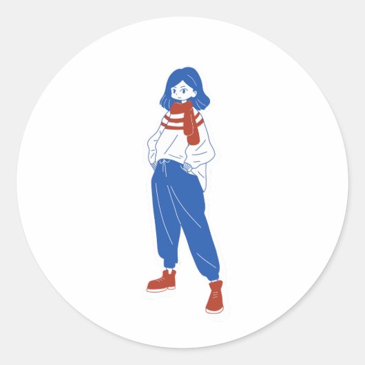 Genki girl ronde sticker (Voorkant)