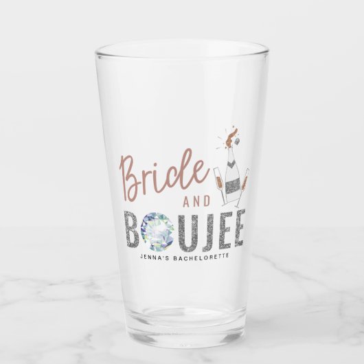 GENNA | Bride en Boujee Roos Gold Bachelorette Glas (Voorkant)