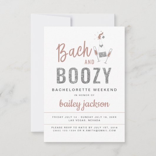 GENNA Roos Gold Glitter Bach en Boozy Kaart (Voorkant)