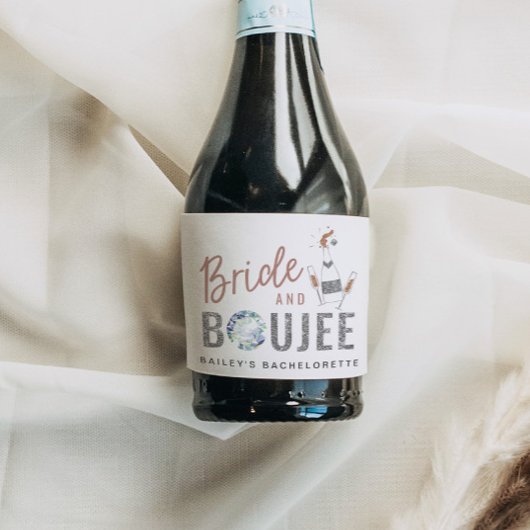 Genna - Roos Gold Silver Glitter Bride & Boujee Sparkling Wijnetiket