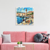 Genoa Haven Vuurtoren Scene Canvas Kunst (Insitu (Woonkamer))