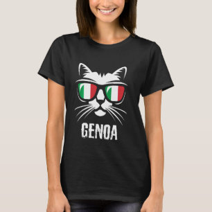 Genoa Italië Grappige Kat Italiaanse Vlag T-shirt