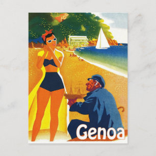 Genoa kust, Italië, oude kapitein en jonge toerist Briefkaart