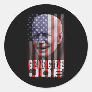 Genocide Joe Biden Anti Biden Amerikaanse Vlag Vam Ronde Sticker