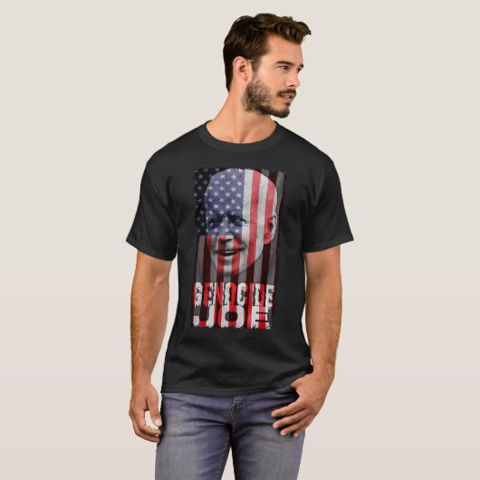 Genocide Joe Biden Anti Biden Amerikaanse Vlag Vam T-shirt (Voorkant volledig)