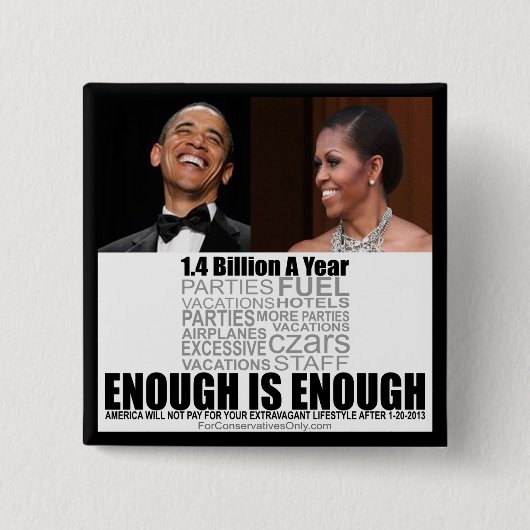 Genoeg - Anti-Obamas Vierkante Button 5,1 Cm (Voorkant)