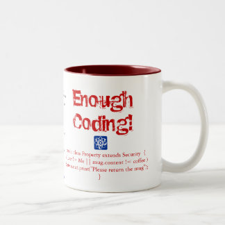 Genoeg codering! tweekleurige koffiemok